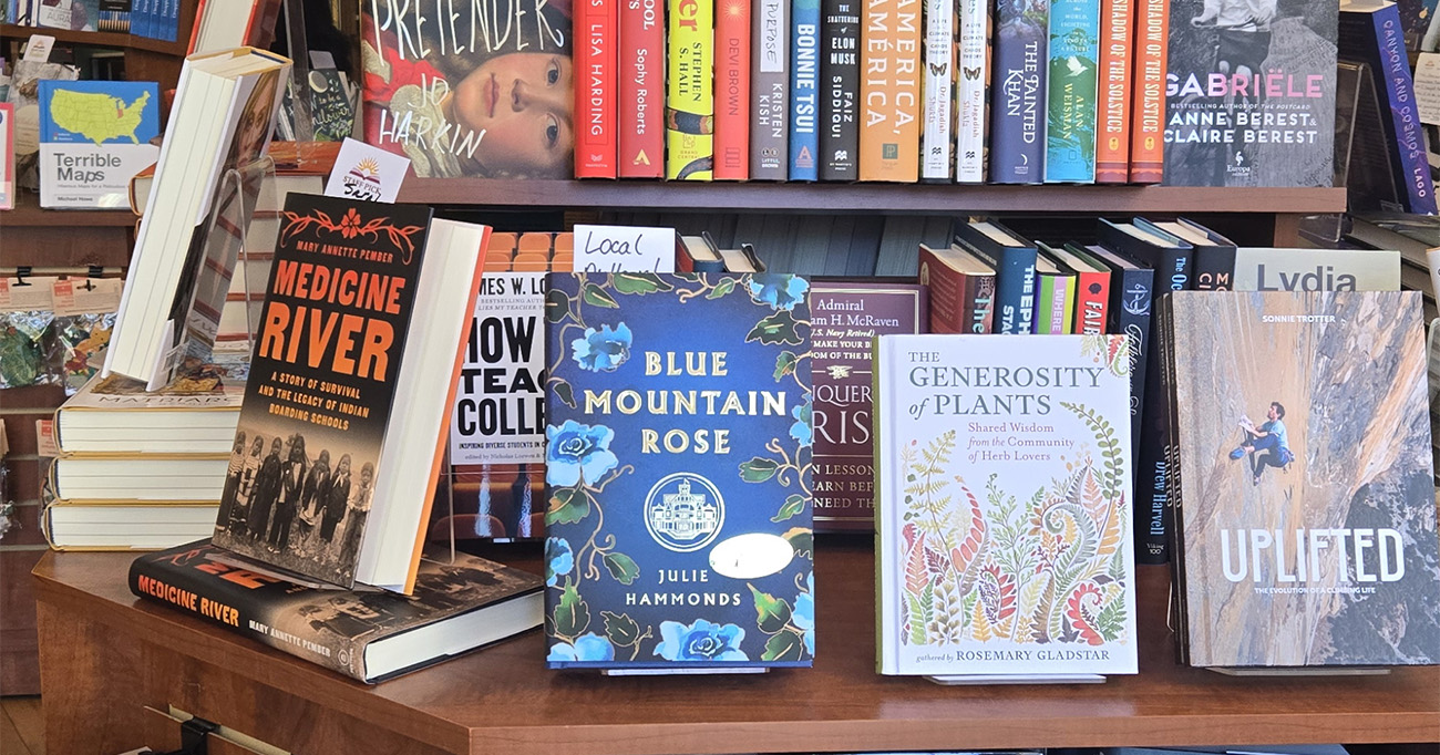books on a shelf at a bookstore