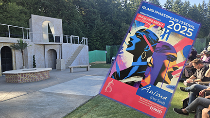 people sitting outdoors waiting for a play to begin